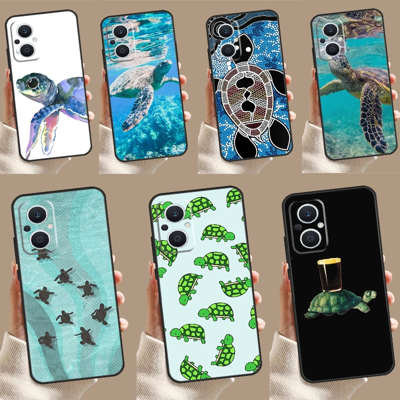 Sea Turtle Swimming Case For OPPO Reno 11 F 10 Pro 4 5 6 7 8 Lite 4Z 5Z 8T OPPO Find X3 X2 Lite X6 X5 Pro Cover