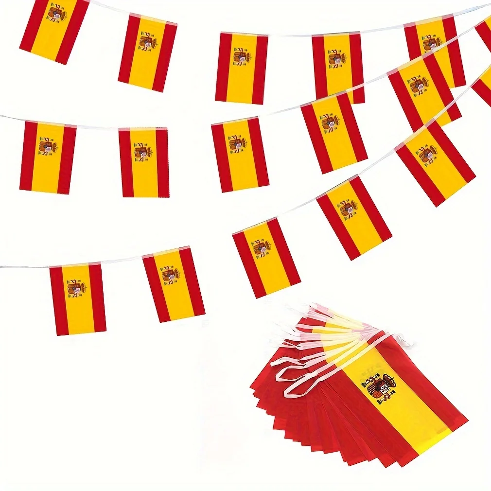 3jflag-bandera española de 24 piezas, cartel de actividades patrióticas del 12 de octubre, Día Nacional de España, decorado con bares deportivos