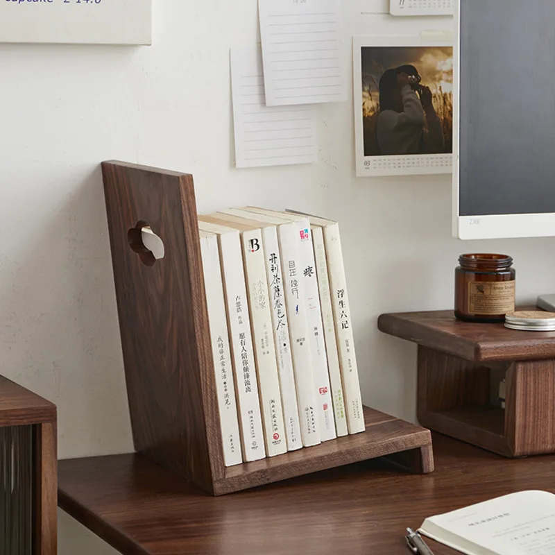 Office Study Bookshelf Storage Support Desktop Black Walnut Book Organizer Home Upscale Book Shelf For Kids