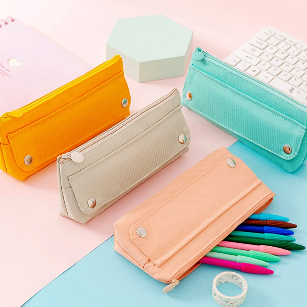 

2pcs Oxford Fabric Pencil Case Large Capacity Zipper Pen Box Washable Stationery Organizer For School Multifunction