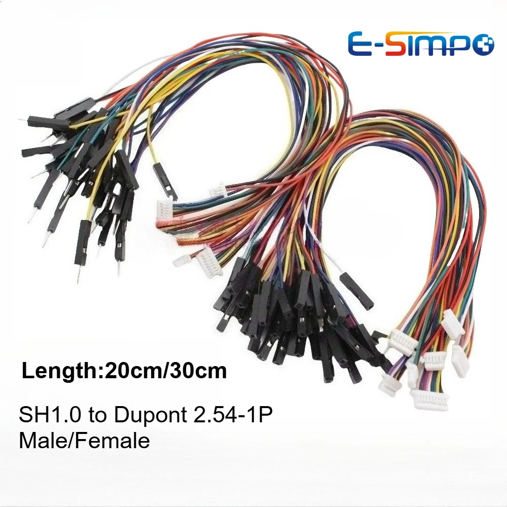

5 шт. SH1.0 2P/3P/4P/5P/6Pin к DuPont 2,54-1P мужской/гнездовой разъем электронного провода цветной кабель 20/30 см для STEMMA QT/QWIIC