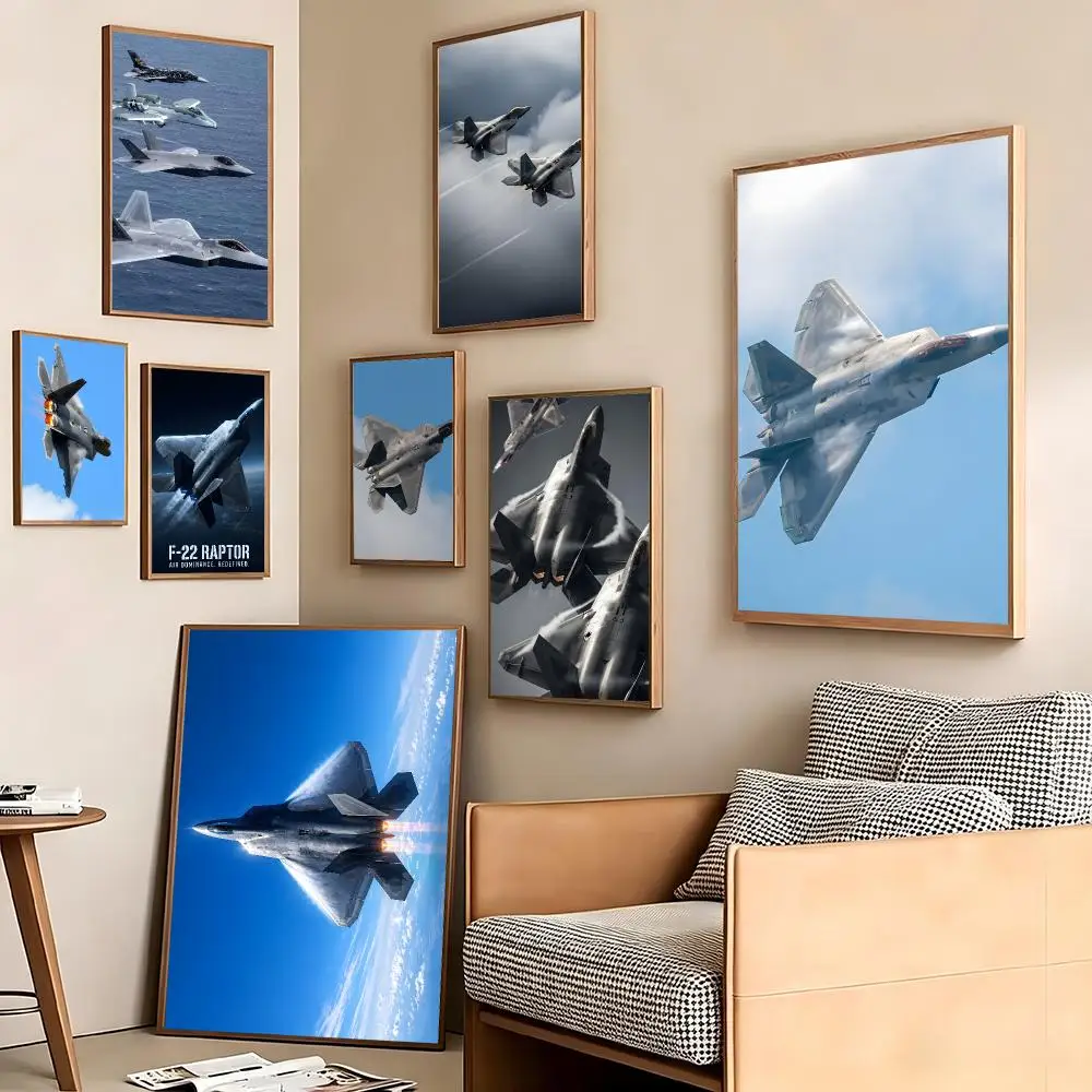 cartoon F-22Raptor Poster Pegatina artistica HD autoadhesiva impermeable para salon dormitorio