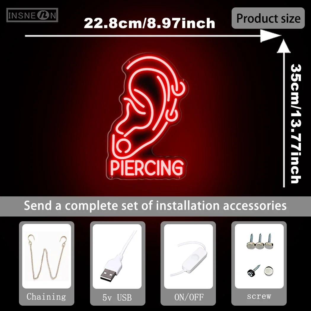 PIERCING Neon Sign LED Neon Light for Bar Restaurant Club Concert Party Room Wall Decoration lights