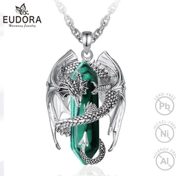 Eudora Dragon Twining Hexagonal Malachite Prismatic Necklace Energy Healing Stone Crystal Pendant Spiritual Jewelry Man Women