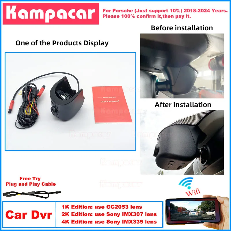 PH03 Plug and Play 1K 2K 4K Dash Cam Car Dvr Camera For Porsche Taycan Cross Turismo Cayenne Cayman Macan Boxster 911 2018-2024