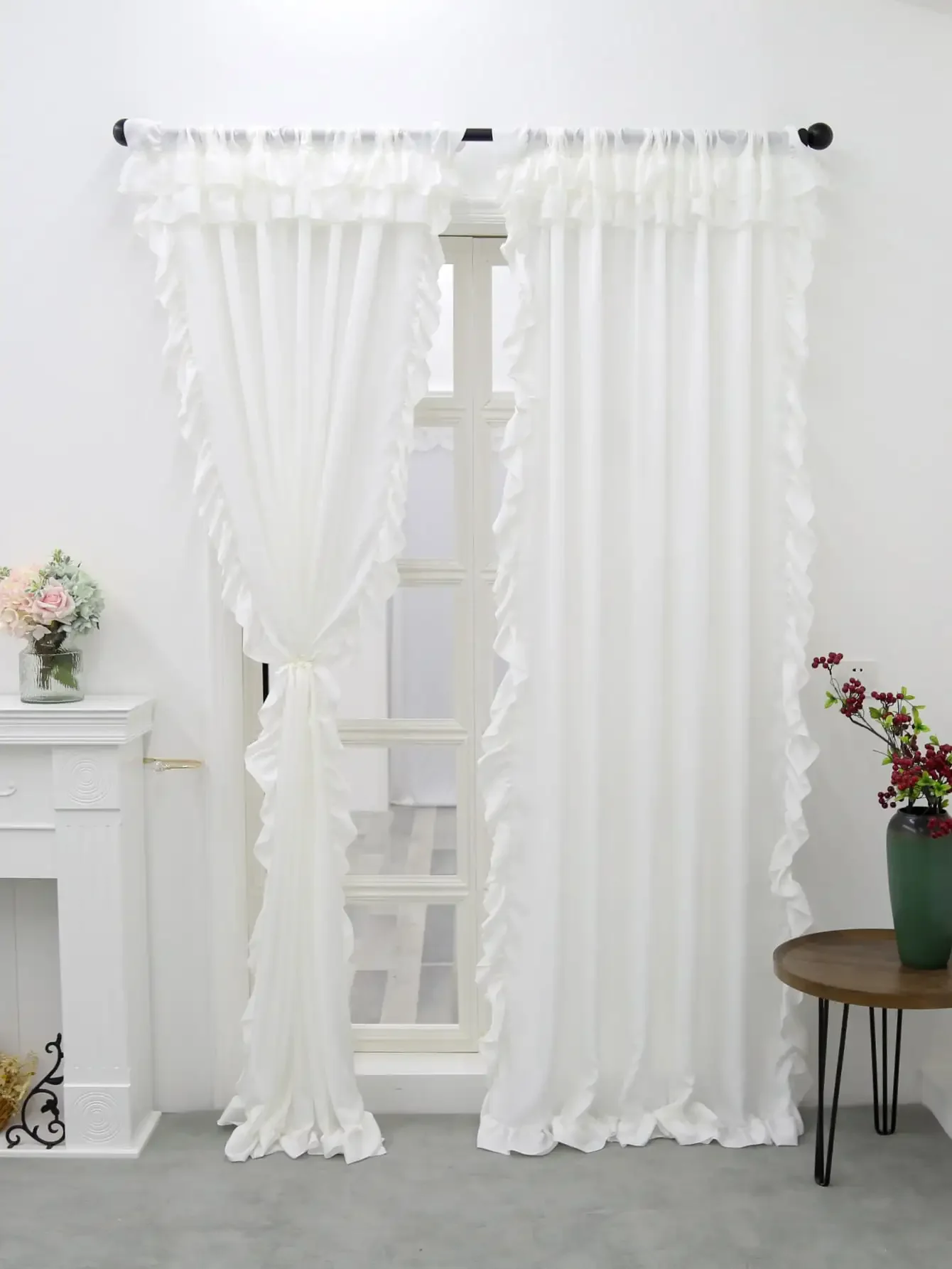 White Smooth Velvet Double Hat Curtains, Decoration For Living Room And Bedroom Windows, White Curtains For Weddings, Gatherings