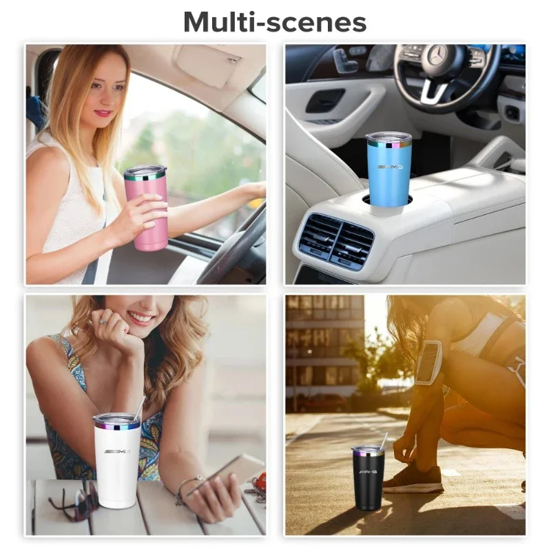 زجاجة مياه كوب سيارة القهوة الحراري للتخييم والتنزه والنزهات 20 أونصة لمرسيدس بنز AMG GLC GLE GLB GLS W204 W205 W203 W211 #4