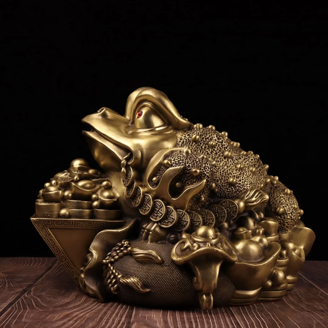 Seiko Golden Toad Ornament - Day in Progress, Gold in Battle, Lucky Toad Bronze Statue 16~52cm