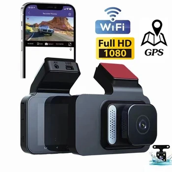 와이파이 GPS 차량용 DVR 1080P HD 자동 주행 비디오 녹음기 대시 캠, 야간 투시경 주차 모니터, 블랙 박스, 전방 및 후방 카메라 