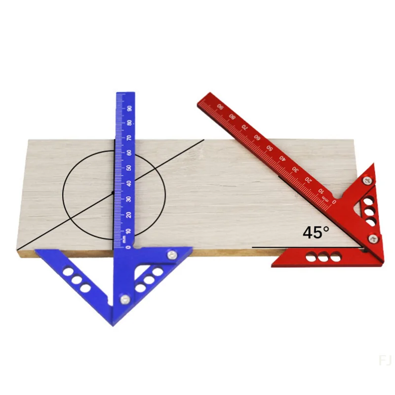 90 Degree Right Angle & 45 Degree Arrow Triangle Aluminum Alloy Ruler