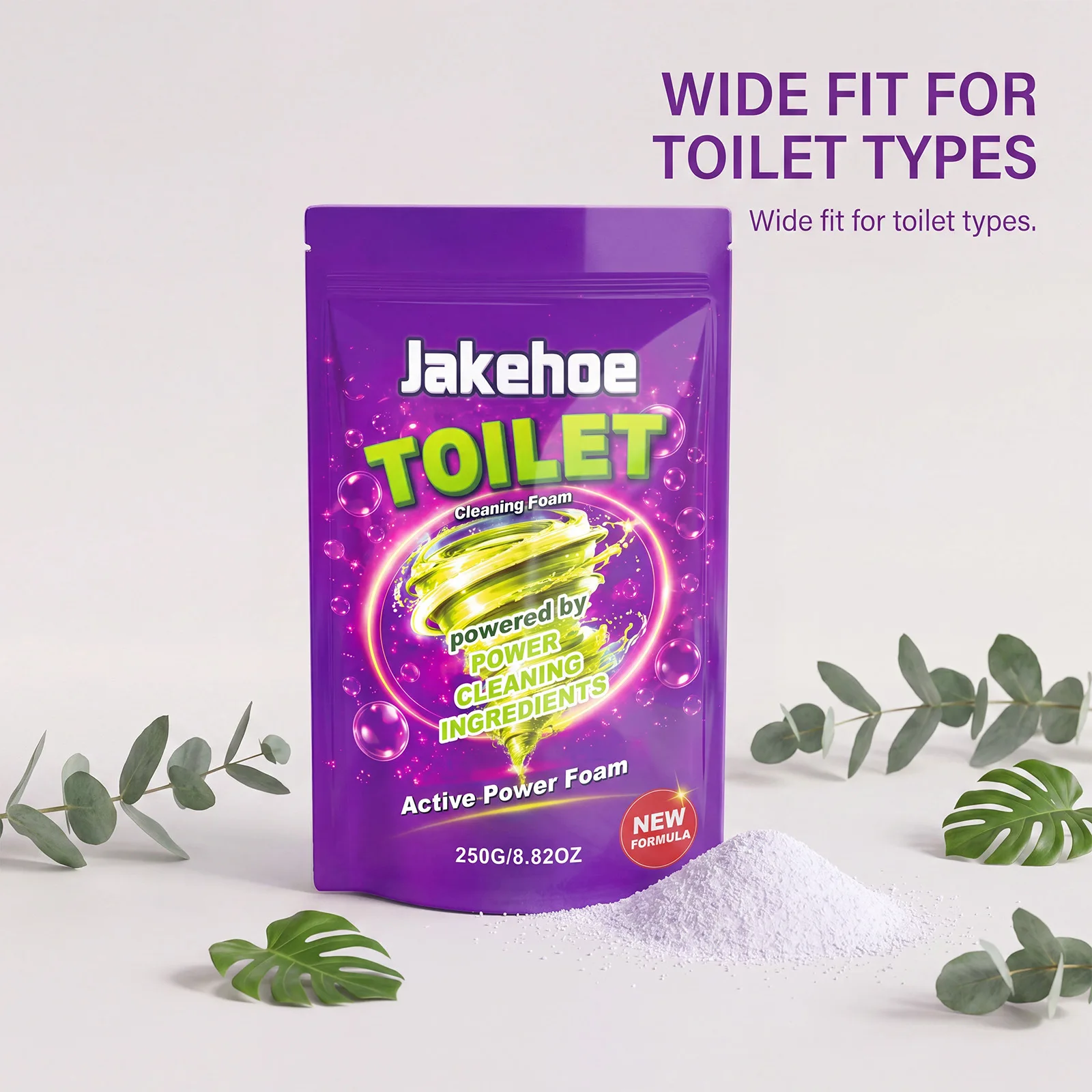 Active Foam Toilet Cleaner Powder for Home Bathroom Maintenance Powerful Descaling Stain Remover 250g Fresh Scent Durable