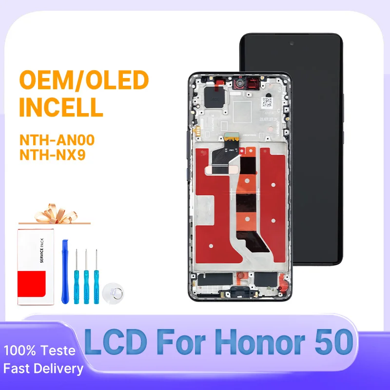 Pop 6,57 "100% probado para Honor 50 LCD Digitalizador de Pantalla táctil para Honor 50 Pantalla de repuesto Pantalla NTH-AN00, NTH-N