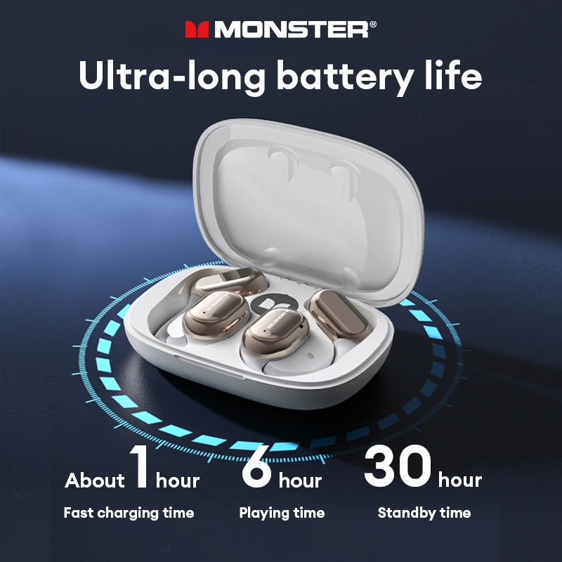 Original Monster MH22156 Wireless Bluetooth 5.4 Earbuds Dual Mode Ultra-Long Battery Life Headset IP5X Waterproof Sport Earphone