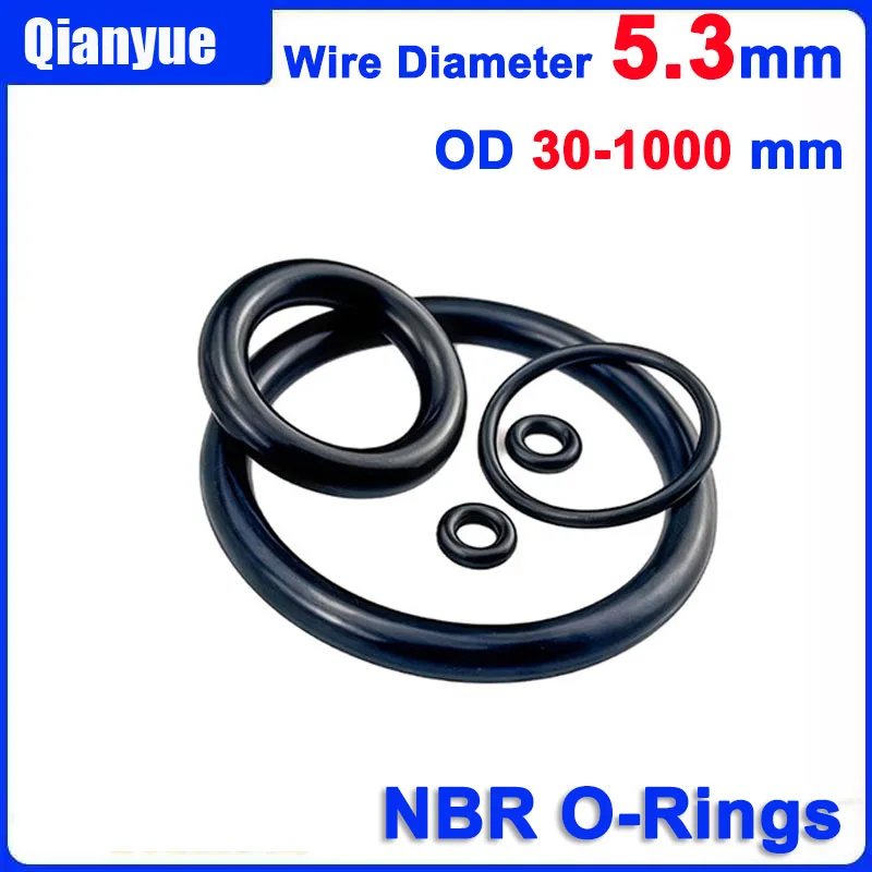 

NBR O-Rings 5.3mm Cord ID 30-1000mm - Hardness 70A±5, Oil Resistant & Anti-Aging Rubber Seals for Industrial/Piping