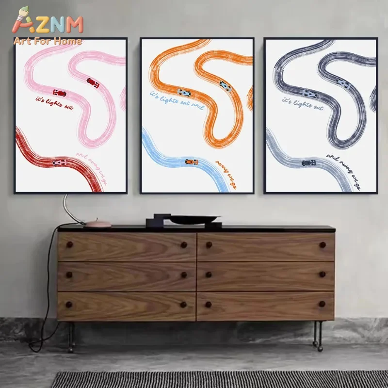 AZNM Racing Car Track Canvas Wall Art, 