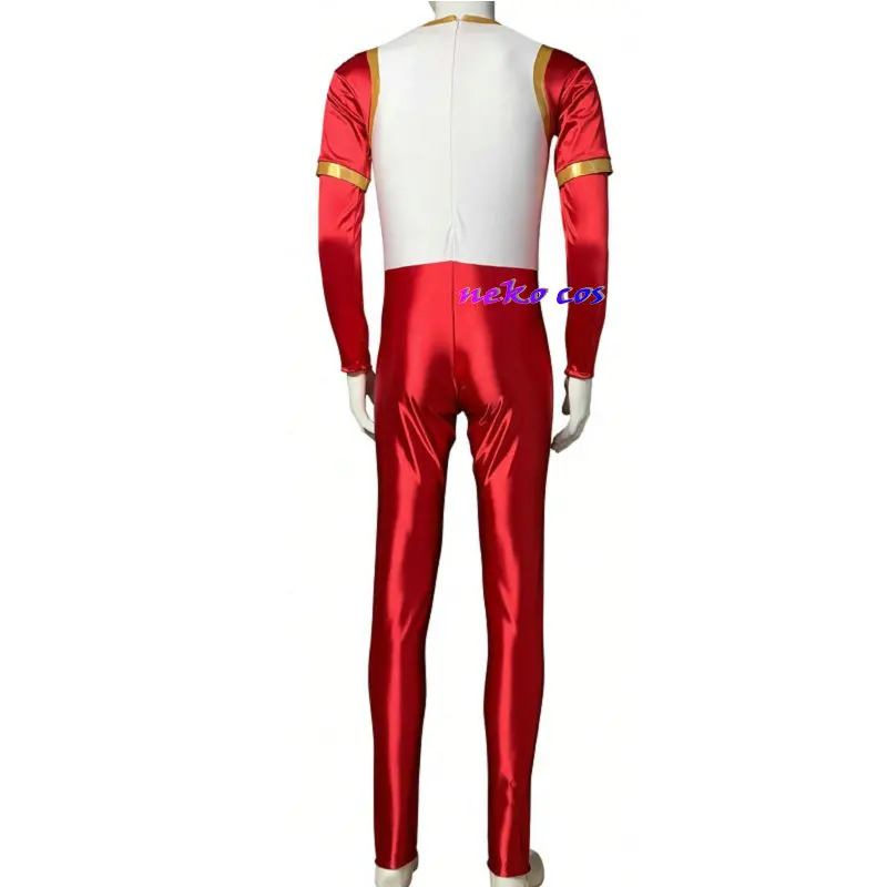nekocos  Gosei Sentai Dairanger Ryuu Ranger red fitting bodysuit satin Cosplay Costume includ gloves
