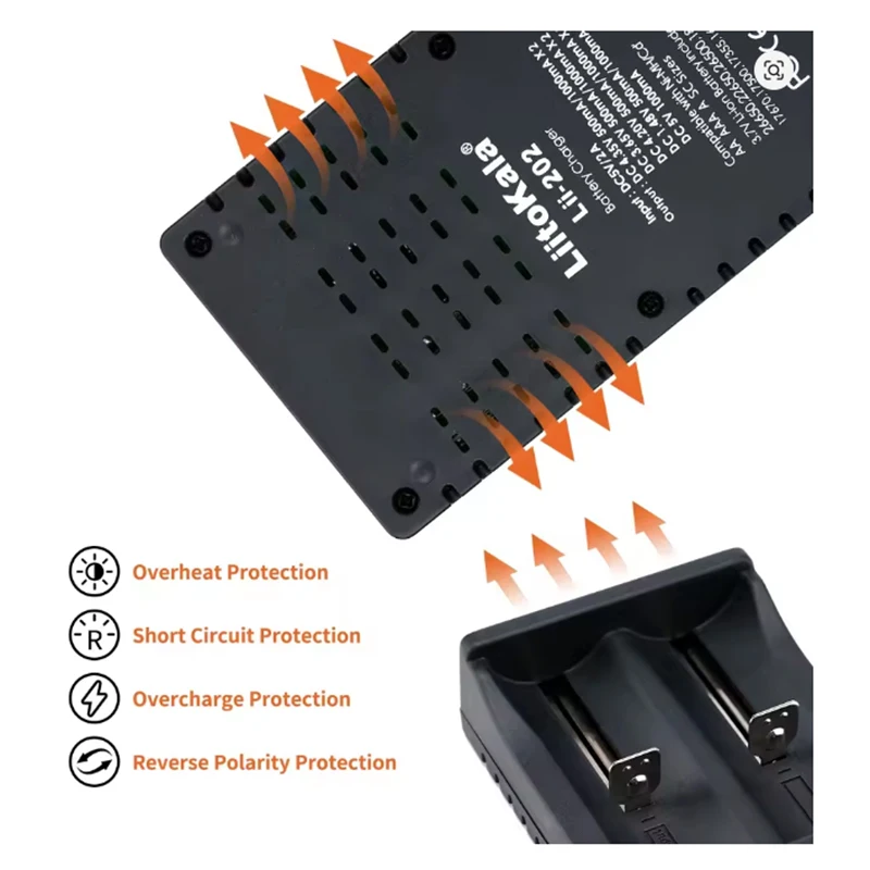 LiitoKala Lii-202 Smart Lithium-Ion Battery Charger for Models 18650 26650 16340 14500 General-Purpose Charger view 4