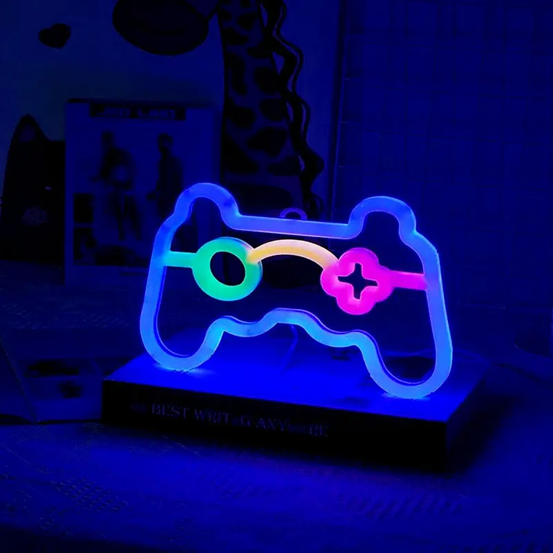 Lampu LED Neon LED Halloween, lampu gagang konsol permainan USB untuk Natal, kamar tidur, hadiah, e-sport, ruang permainan anak-anak, dekorasi rumah