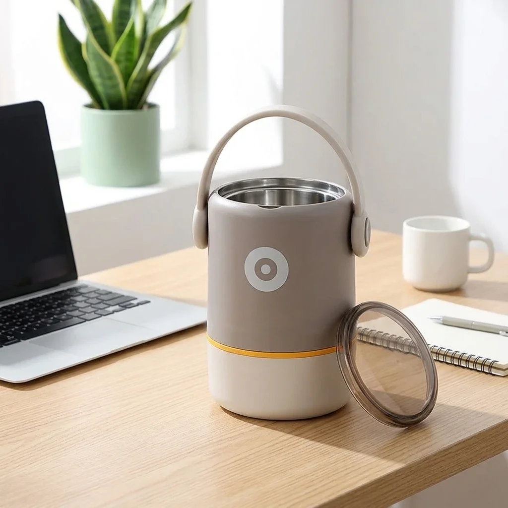 Stainless Steel Double Layer Insulated Lunch Box With Sealed Portable Large Capacity For Office Workers And Students