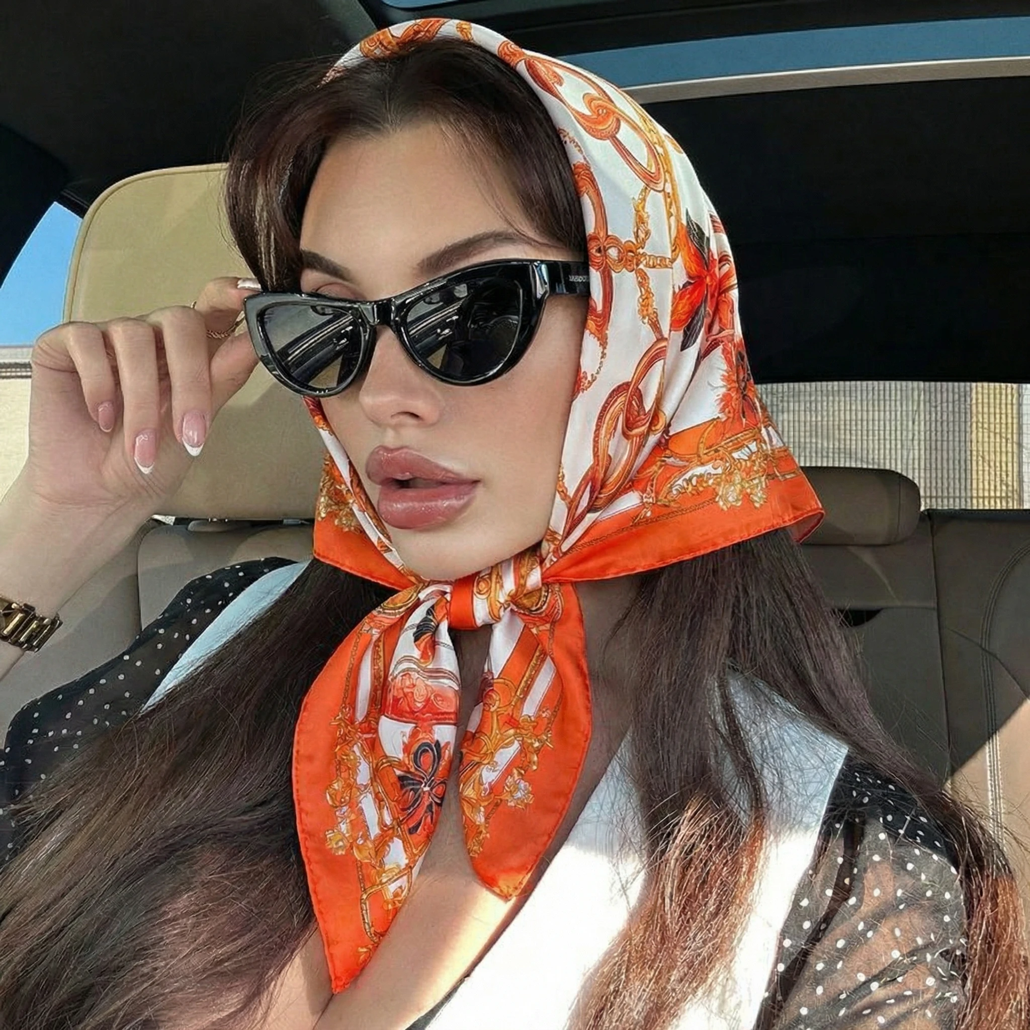 

70*70cm Square Silk Scarves Women Hijab Shawls Abaya Women Veil Islamic Turban Femme Head Scarf Foulard Bandana Beach Pareo 2026