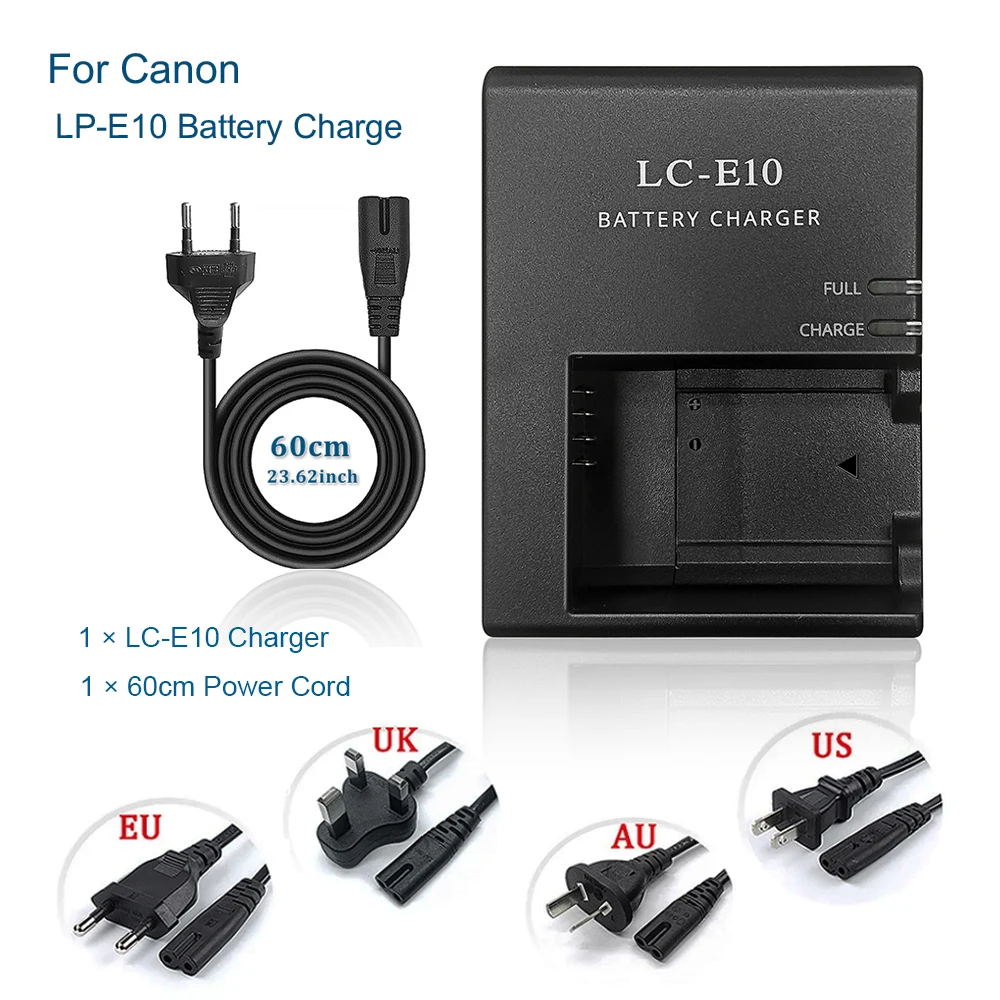 LP-E10 Camera Battery Charger Replace LC-E10C for Canon 1100D 1200D 1300D 1500D Rebel T3 T5 T6 T7 T100 3000D 4000D 2000D X80 X90