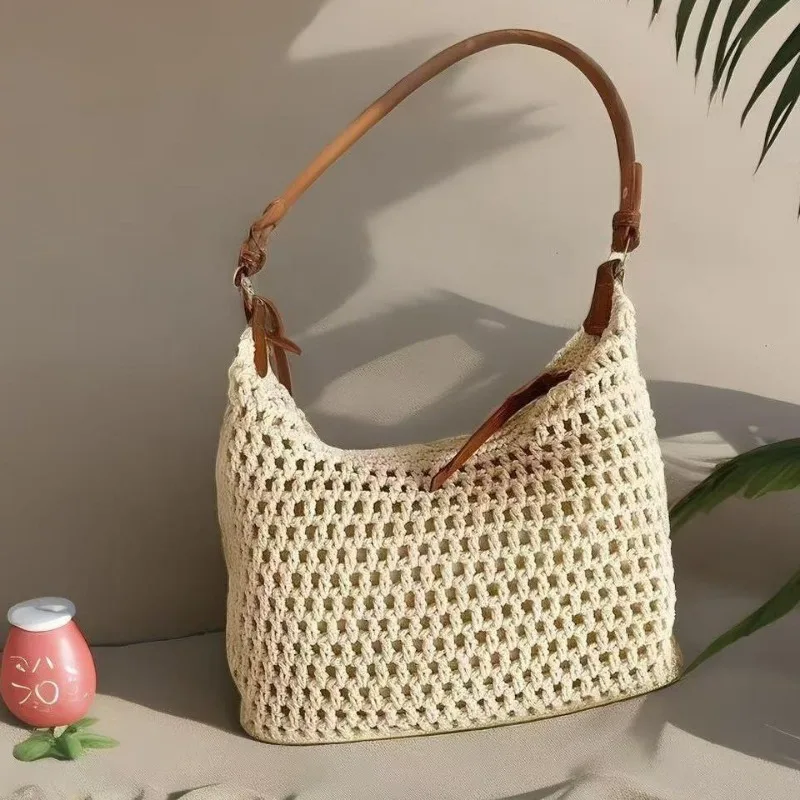 

Braided Beach Crossbody Bag, Compact Summer Boho Purse for Seaside Outings