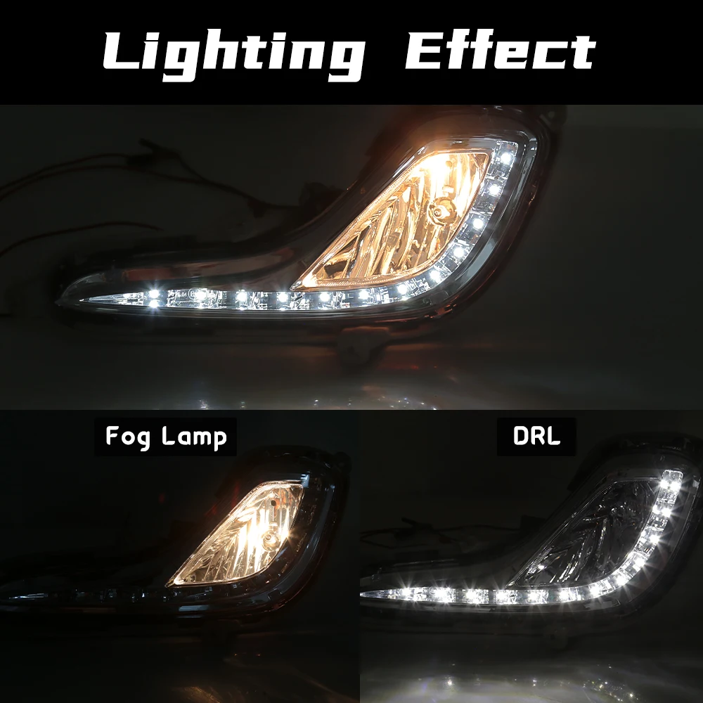 For Hyundai Accent 2012 2013 2014 2015 2016 2017 DRL LED Daytime Running Light Fog Lamp Car Auto Headlight Waterproof Daylights