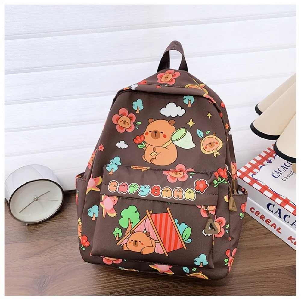 Cute Cartoon Capybara Backpack Breathable Ultra-light Student Schoolbag Large Capacity Nylon Book Bag