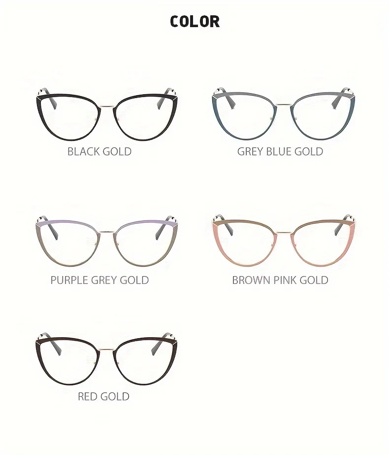 1 peça 1 novo óculos anti-luz azul personalizados elegantes de alta qualidade, armação de olhos de gato de metal, óculos da moda feminina