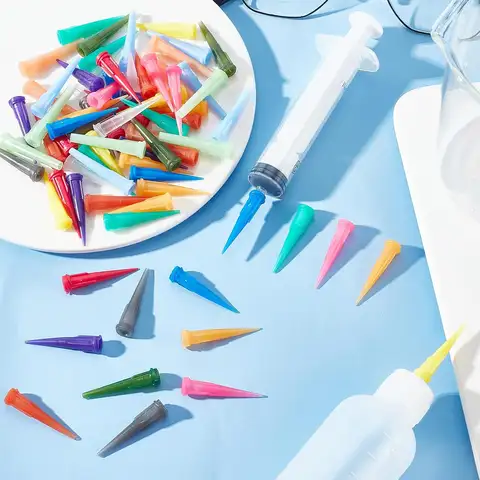 160개 8가지 크기 플라스틱 테이퍼드 핀헤드 블런트 엔드 액체 디스펜서 바늘, 오일 또는 접착제용 주사기 바늘 팁