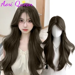 Synthetic Forehead Lace Wig Women's Long Hair Aoki Gray Middle Parted Long Curly Hair Big Wave Daily Natural Heat Resistant Wig