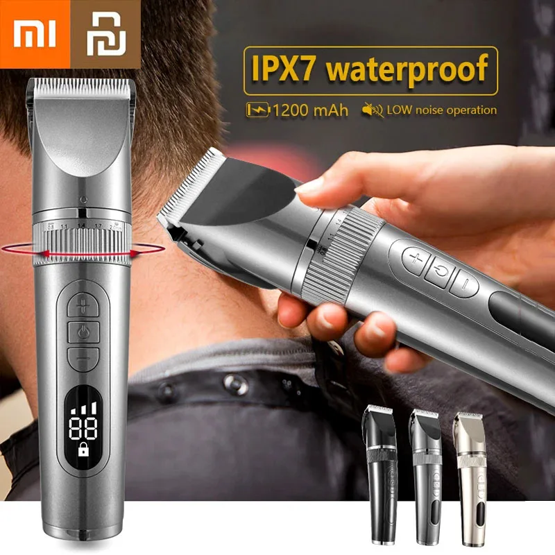 Xiaomi Hair Clipper Professional Ceramics Waterproof Shaving Suit Fast Charge Digital Display High Capacity Hair Cutting Machine