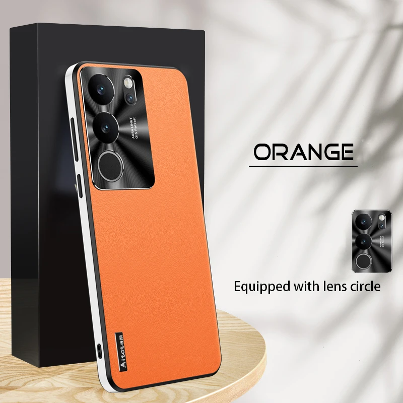 

Luxury Business Leather Soft Frame Cover for Vivo V40 V29 Pro Lens Protection Cover Phone Cases for Vivo V30 V27 Pro Back Cover