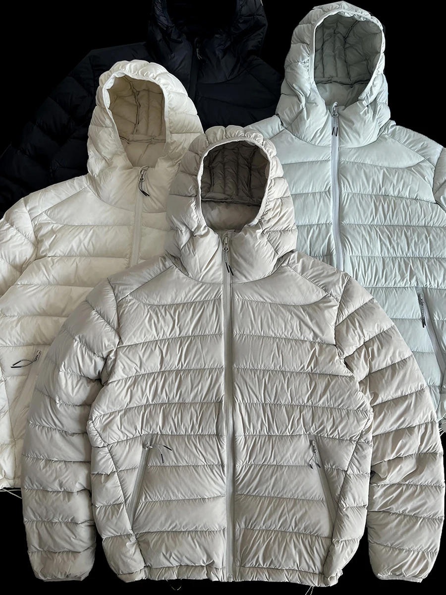 

Легкая водонепроницаемая пуховая куртка с капюшоном в японском стиле для молодежи, с наполнителем из белого утиного пуха, с отделкой из резинки, для активного отдыха, кемпинга и города