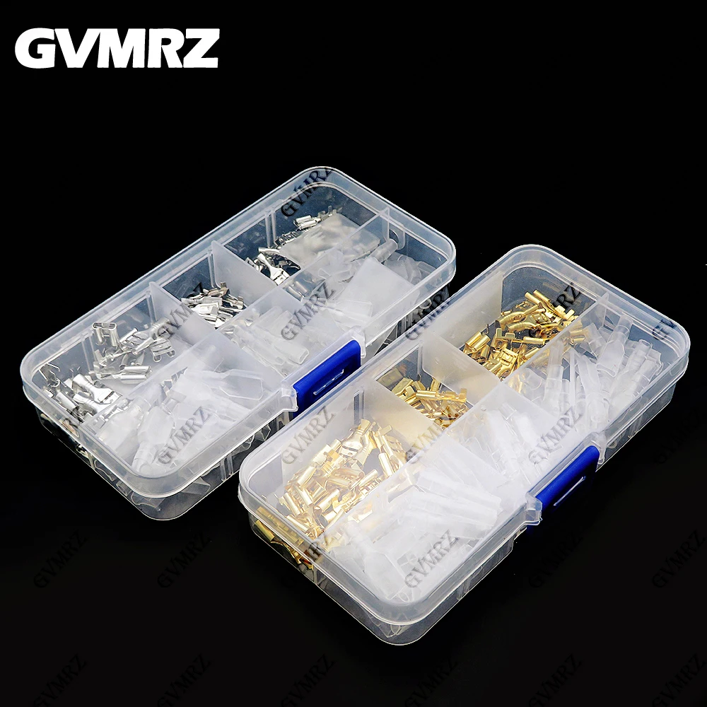 120PCS 2.8/4.8/6.3mm Female Spade Terminal Boot - 20PCS Each Size, Silver & Gold for Electronics Wiring Projects