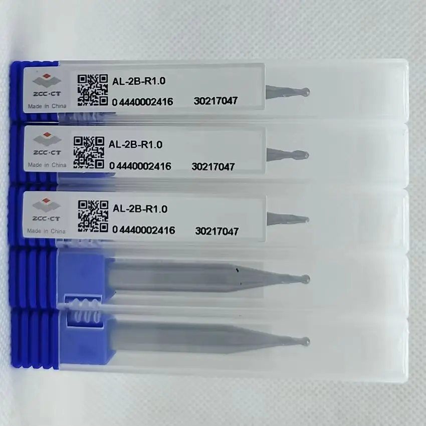 

10 шт. AL-2B-R1.0 ZCC.CT Твердосплавная концевая фреза из вольфрамовой стали AL-2B-R1.0 Двусторонняя для алюминия Шариковая концевая фреза