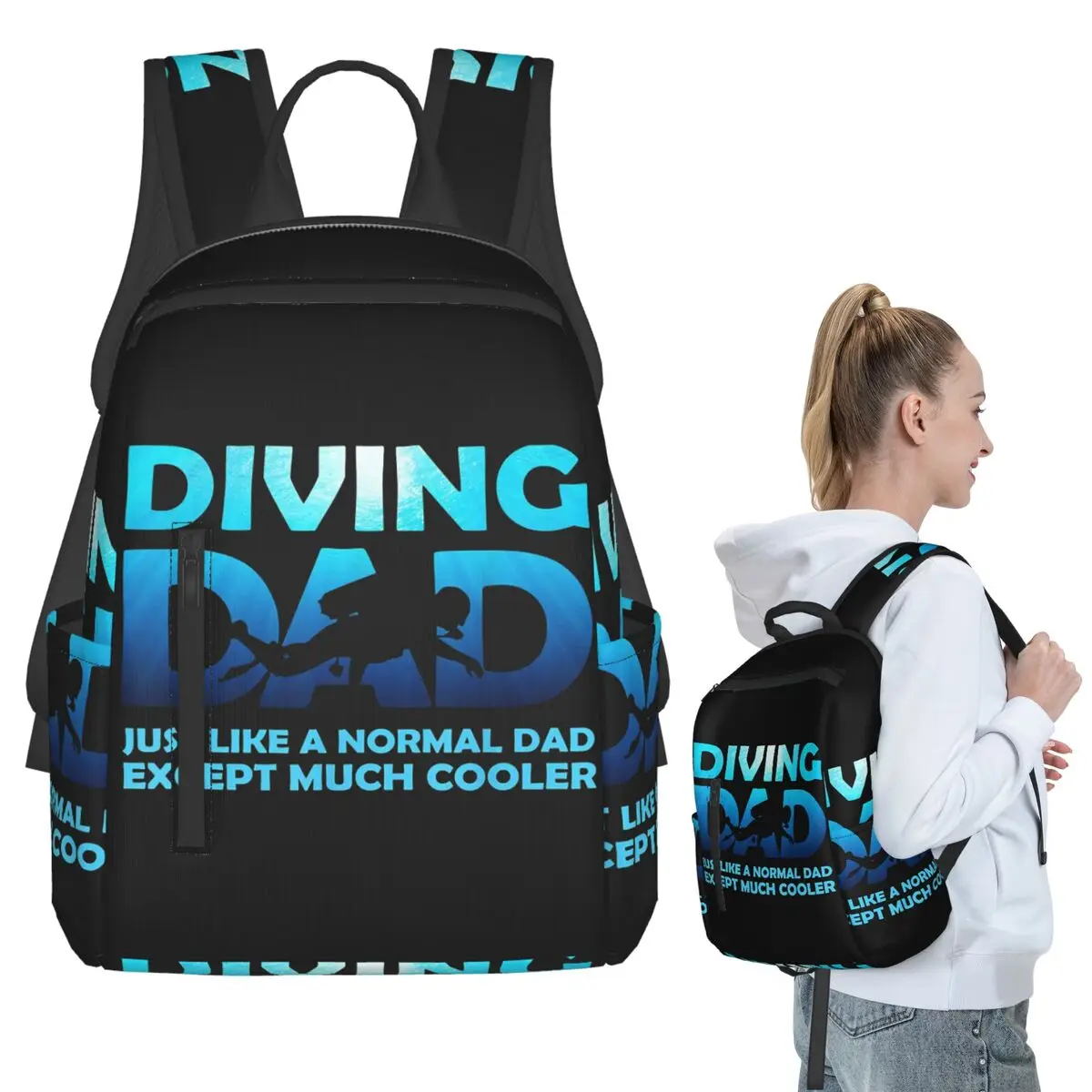 Scuba Dive Flag Bubble Diving Diver Backpack Student BookBag Boys Girls School Bag Laptop Shoulder Bags Men Women
