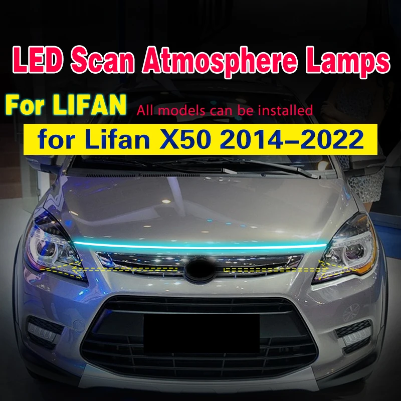 For LIFAN X50 2014-2022 Scan Starting Daytime Running Light Fog Lamp Waterproof Flexible Light Strip Car DRL LED Decorative Lamp