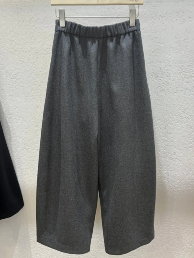 Herfst Winter Thiened Wollen Wijde Pijpen Broek Koreaanse Sle Afslankende Fce Dames Faionable Losse Mesbroek