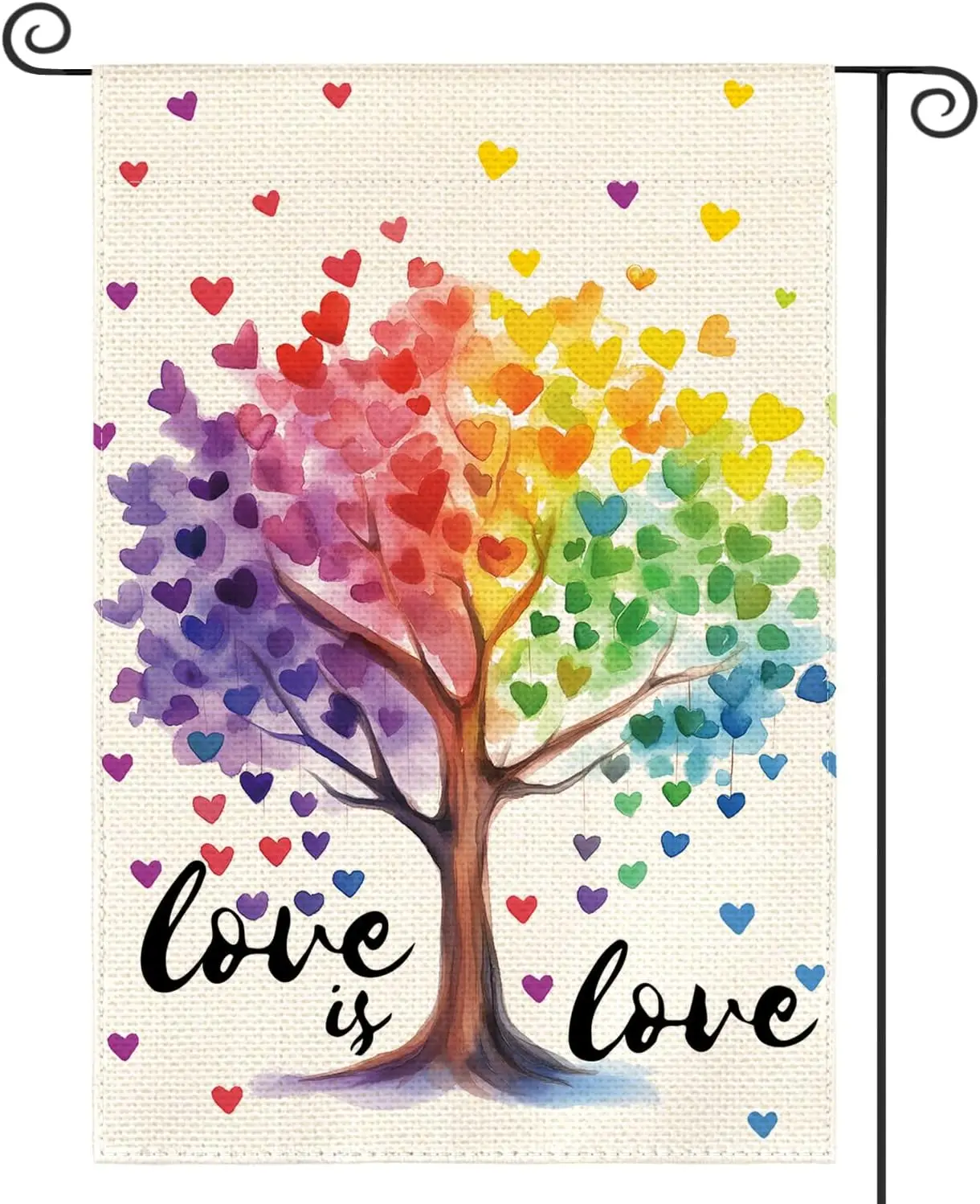 AVOIN colorlife Love Is Love Pride Tree Garden Flag 12x18 Inch Double Sided Outside, LGBTQ+ Community Progress Rainbow Yard jjp