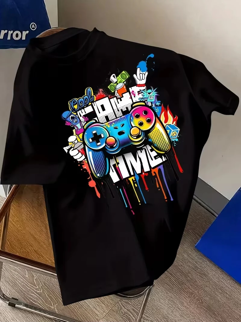 

Футболка Game Time Gamer Gaming Video Top Повседневная винтажная стираная дизайнерская одежда с растянутым рисунком Унисекс Модная удобная одежда