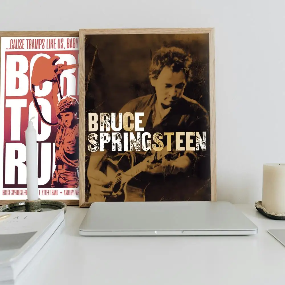 B-Bruce S-Springsteen Rock Zanger Poster Kleverige Muur Waterdicht Thuis Woonkamer Slaapkamer Bar Esthetische Decoratie Perfect Cadeau