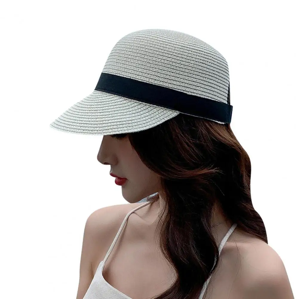 Casual Straw Braid Hat Anti shrink Sun Visor Hat Sun Beach Travel Summer Sun Hat Daily Wear