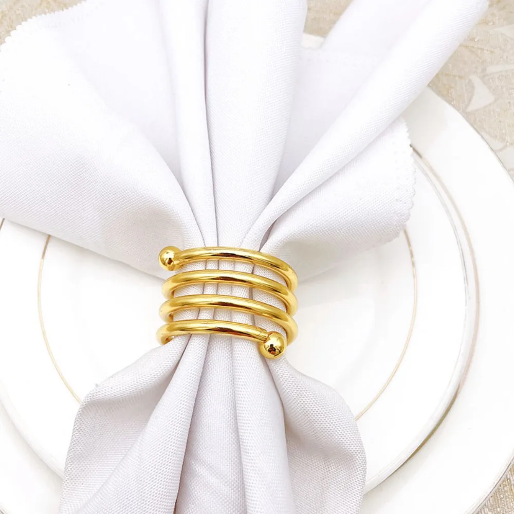 12pcs/lot Spring bead napkin buckle metal napkin ring tabletop decoration napkin ring