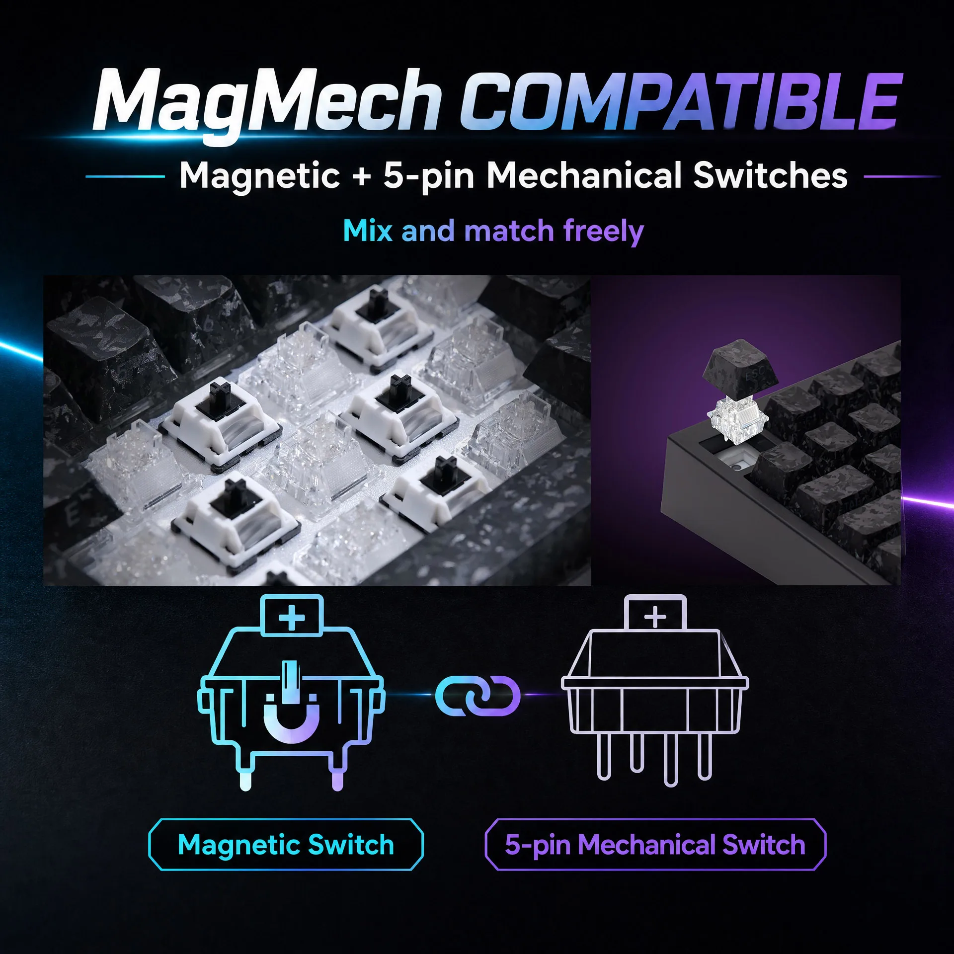 Akko TMR Magnetic Keyboard 5087 V5 88 Keys TKL Layout ARGB Hot-swappable Full Range RT 0.005mm Dual-8K Tri-mode Gaming Keyboard