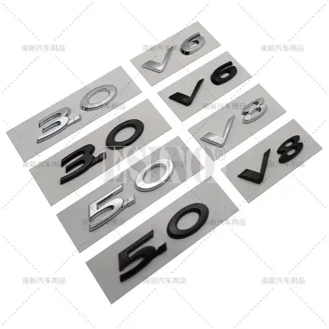 3D 3.0 5.0 V6 V8 Car ABS RearTrunk Fender Adhesive Badge Body Tailgate Displaceme Emblem For Jaguar XE XF XJ