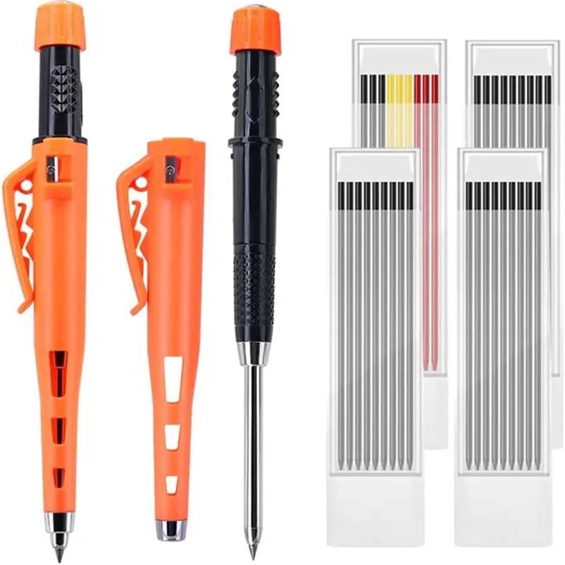 

Best-Works With Cap On-55Mm Long Nib Carpenter Pencil Set-2 Deep Hole Marking Pencils With 4 Boxes Of 36 Refill Leads, DIY