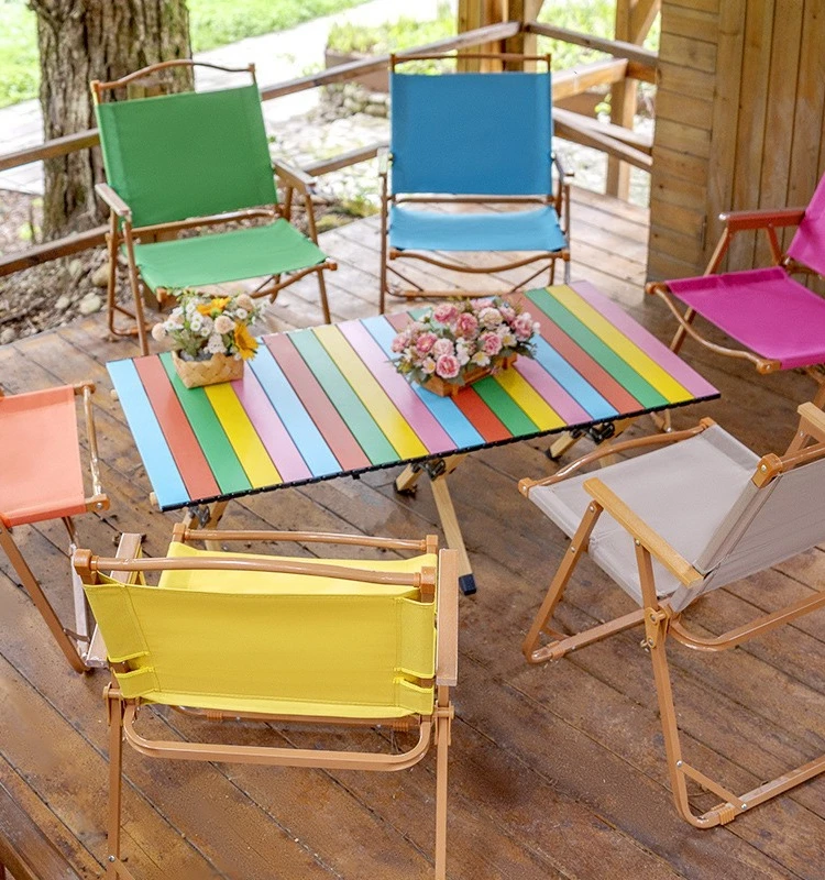 Outdoor Camping Color Table and Chair Set Portable Aluminum Alloy Camping Table Leisure Garden Outdoor Folding Table