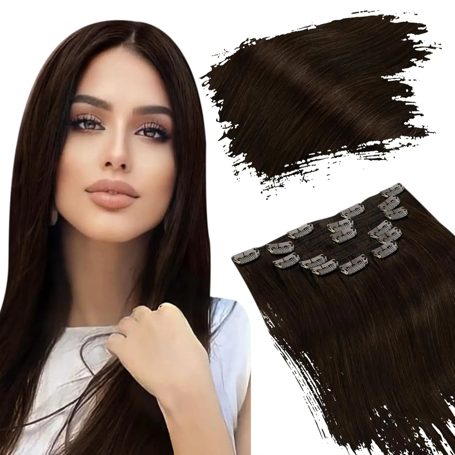 

[Hot] Ugeat Clip in hair extension Brazilian Straight Clip In Suitable for people with short hair 10/12inch 5pcs Remy Hair