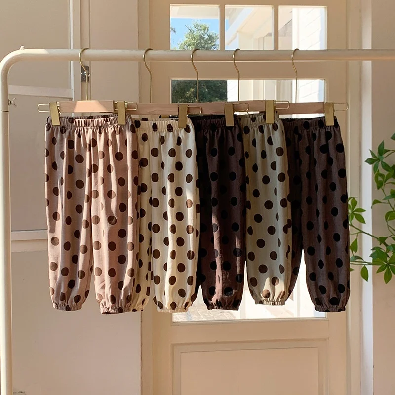 

Girls' Spring and Summer Thin Pants 2026 Korean Children's Clothing Polka Dot Bloomers Boys and Girls Loose Casual Trousers